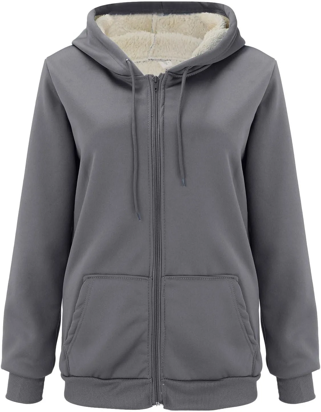 Womens Thick Wool Zip Up Hoodies Long Sleeve Sweatshirts Winter Fall Outfits Oversized Sweaters Casual