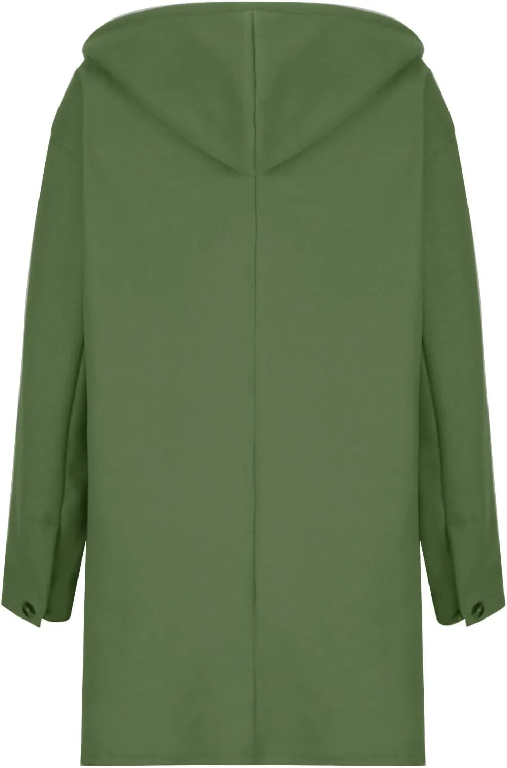 Women's Thicken Wool Blend Oversized Hoodeed Trench Coats Stand Collar Single Breasted Pea Coat Plus Size Overcoat
