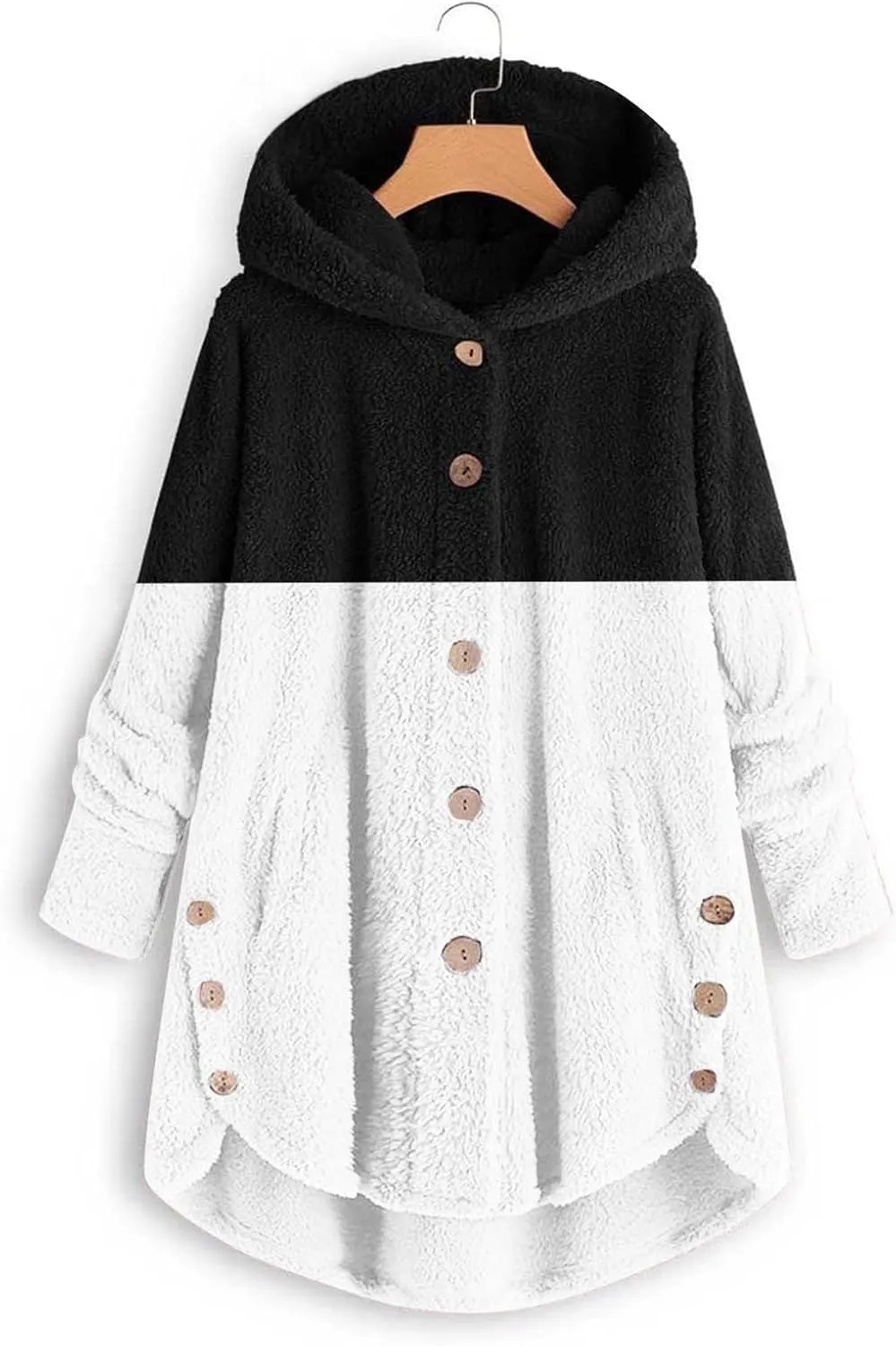 Womens Winter Jacket Coats Button Hem Plus Size Hoodie Top Sweater Blouse Thermal Sweatshirt Outerwear Women Winter