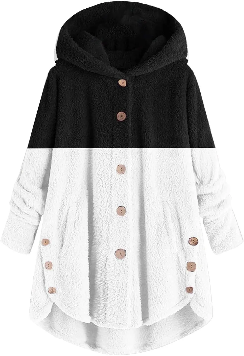 Womens Winter Jacket Coats Button Hem Plus Size Hoodie Top Sweater Blouse Thermal Sweatshirt Outerwear Women Winter