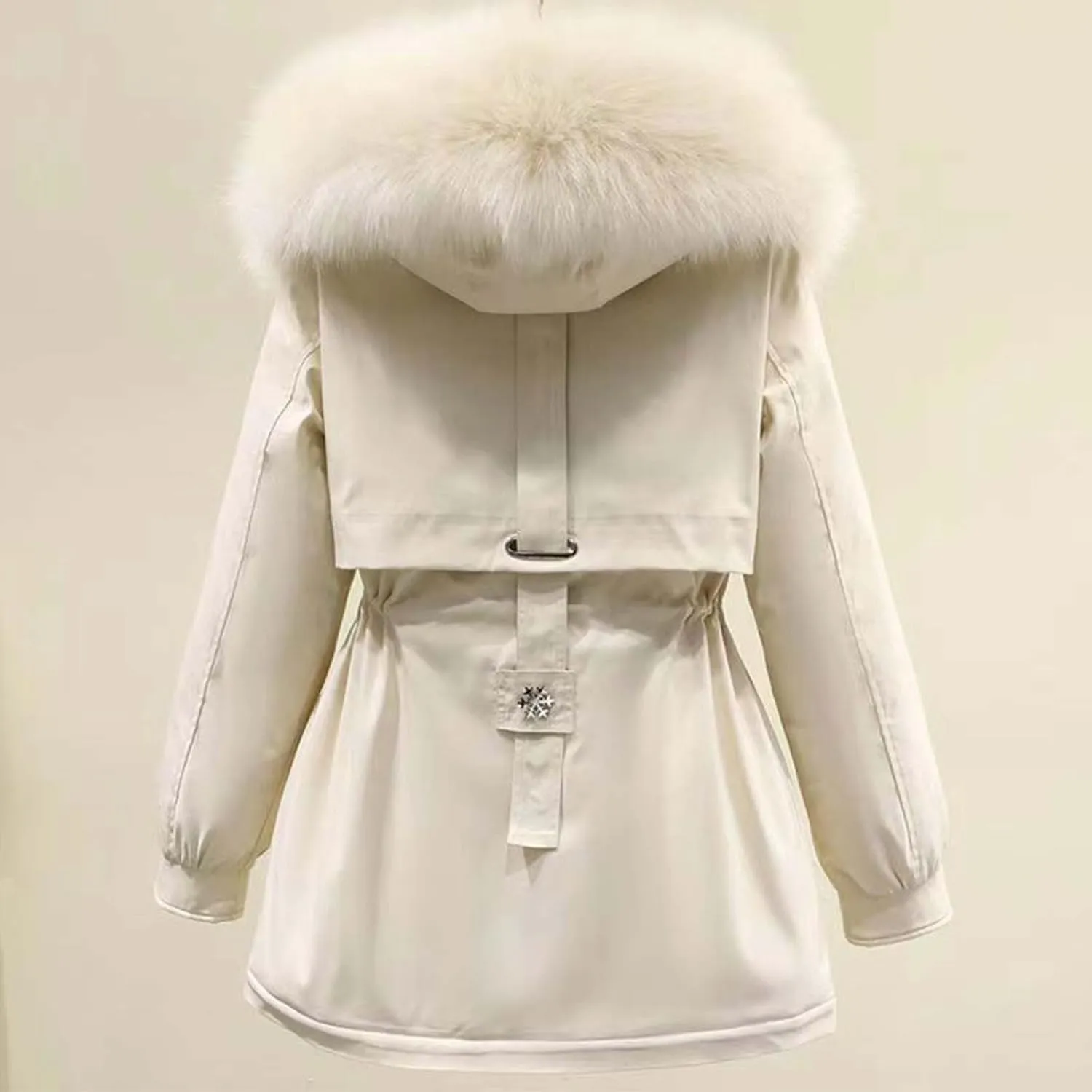 Women's Winter Warm Thicken Sherpa Lined Trench Coat Windproof Faux Fur Fuzzy Waisted Soft Hooded Parka Coat Jacket