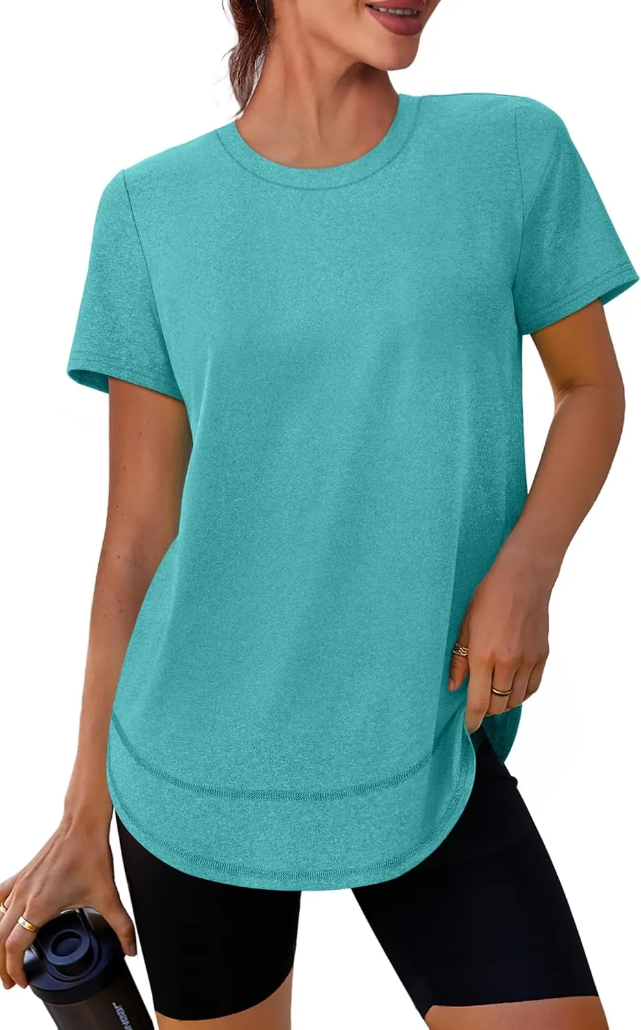 Womens Workout Tops Short Sleeve Shirts with Sun Protection Trendy Spring Summer Outfits S-3XL