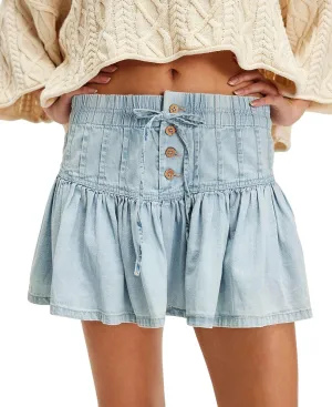 Womens Y2k Pleated Denim Mini Skirt Streetwear Ruffle A Line Jean Short Skirts Summer Vintage Skirt
