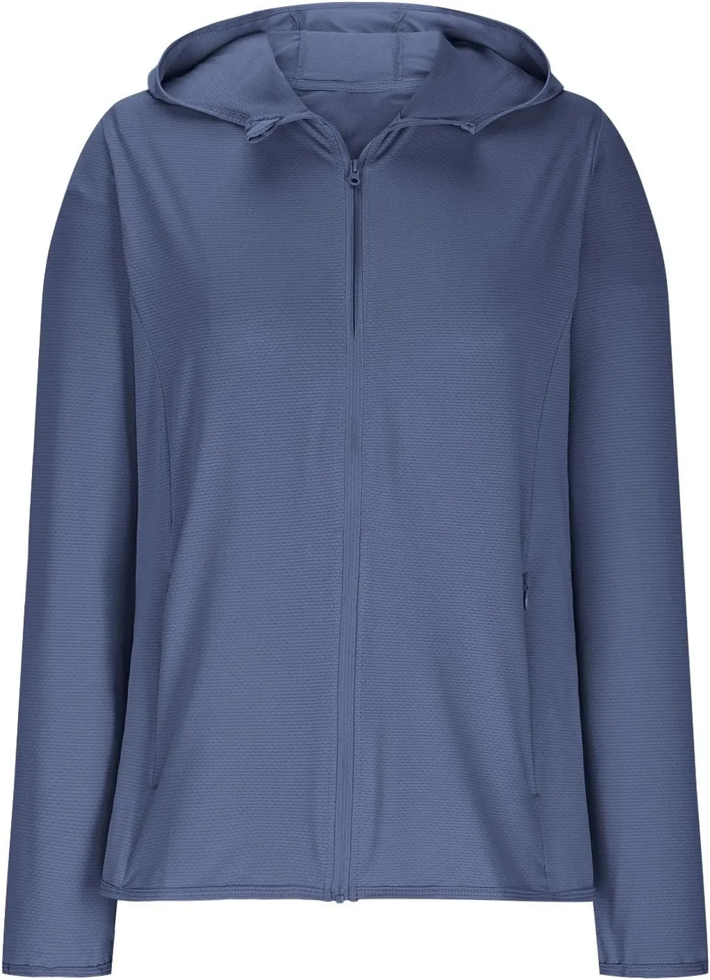 Womens Zip Up Hoodie Sun Protection Long Shirt Plus Size Oversized Ribbed Breathable Jacket with Pocket Hiking Outdoor