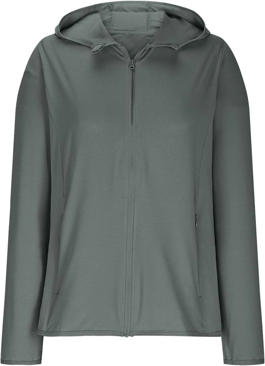 Womens Zip Up Hoodie Sun Protection Long Shirt Plus Size Oversized Ribbed Breathable Jacket with Pocket Hiking Outdoor