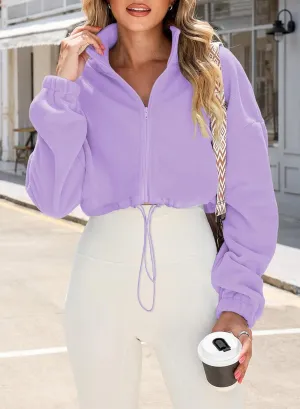 Womens Zip Up Hoodies Y2k Oversized Sweatshirts 2024 Fashion Fall Winter Clothes Fuzzy Fleece Long Sleeve Crop Coat
