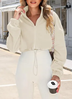 Womens Zip Up Hoodies Y2k Oversized Sweatshirts 2024 Fashion Fall Winter Clothes Fuzzy Fleece Long Sleeve Crop Coat