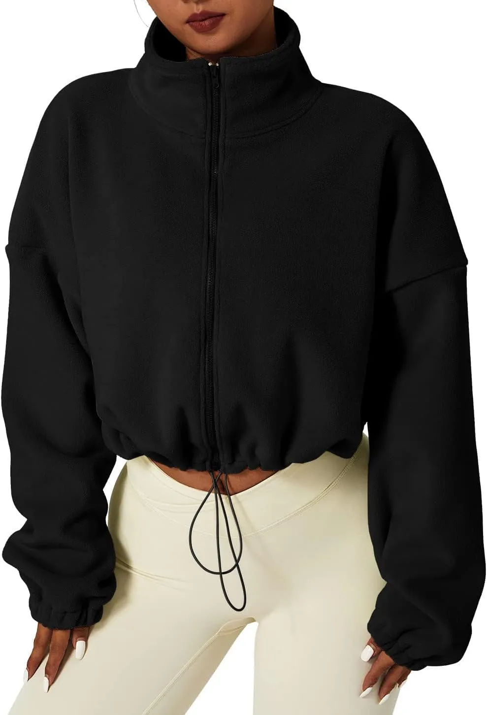 Womens Zip Up Hoodies Y2k Oversized Sweatshirts 2024 Fashion Fall Winter Clothes Fuzzy Fleece Long Sleeve Crop Coat