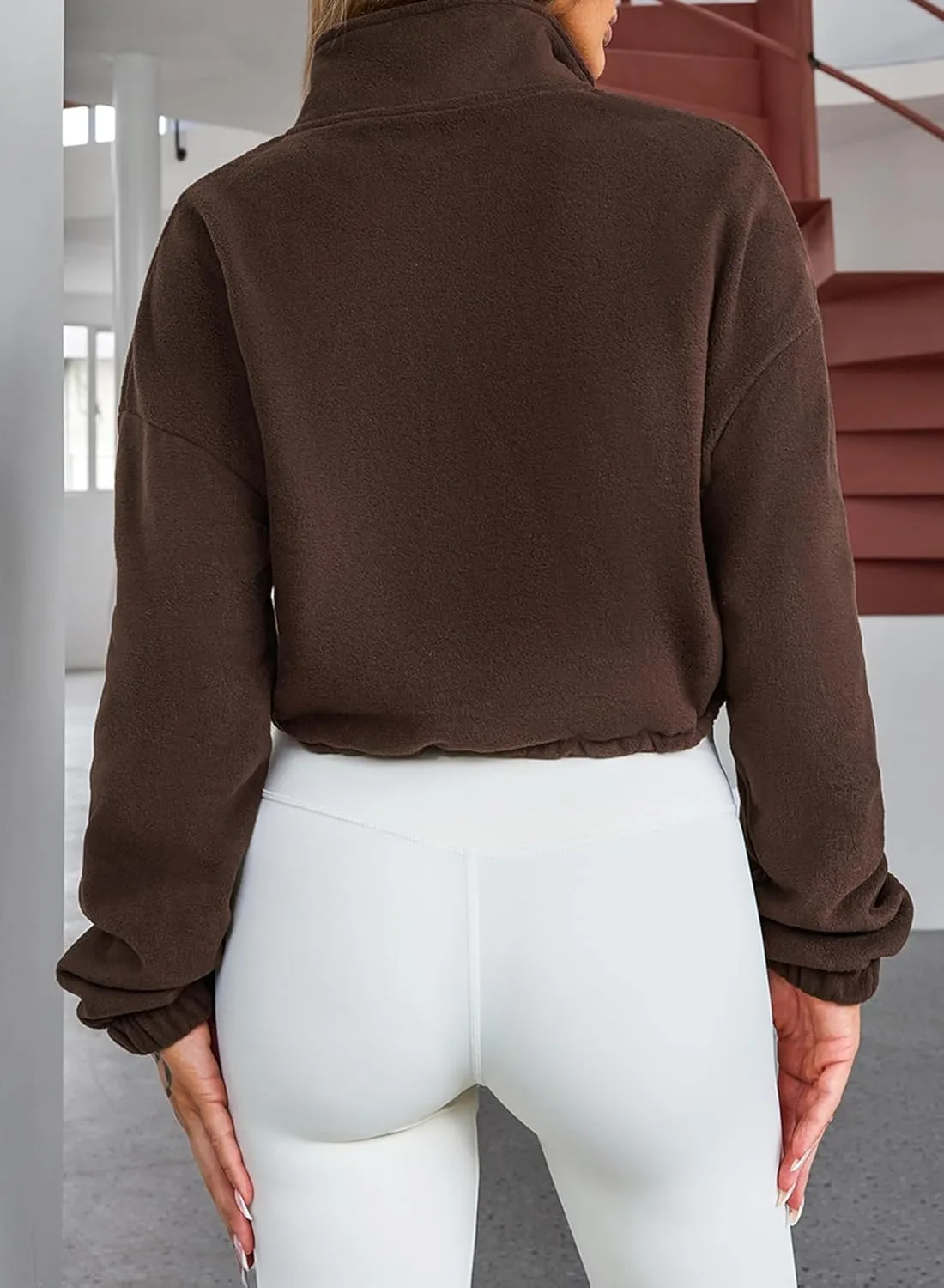 Womens Zip Up Hoodies Y2k Oversized Sweatshirts 2024 Fashion Fall Winter Clothes Fuzzy Fleece Long Sleeve Crop Coat