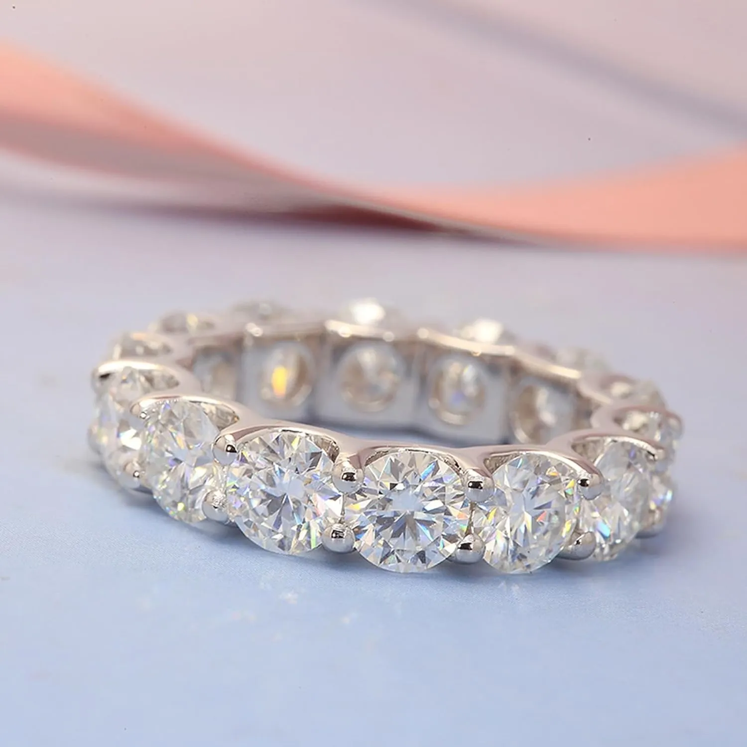 Wycian Gem Rings, 18Kt Gold Ring 0.3CT 4X4mm White Round Moissanite Stackable Knuckle for Women New Year