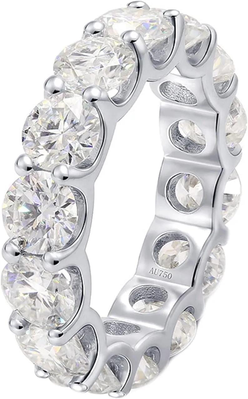 Wycian Gem Rings, 18Kt Gold Ring 0.3CT 4X4mm White Round Moissanite Stackable Knuckle for Women New Year