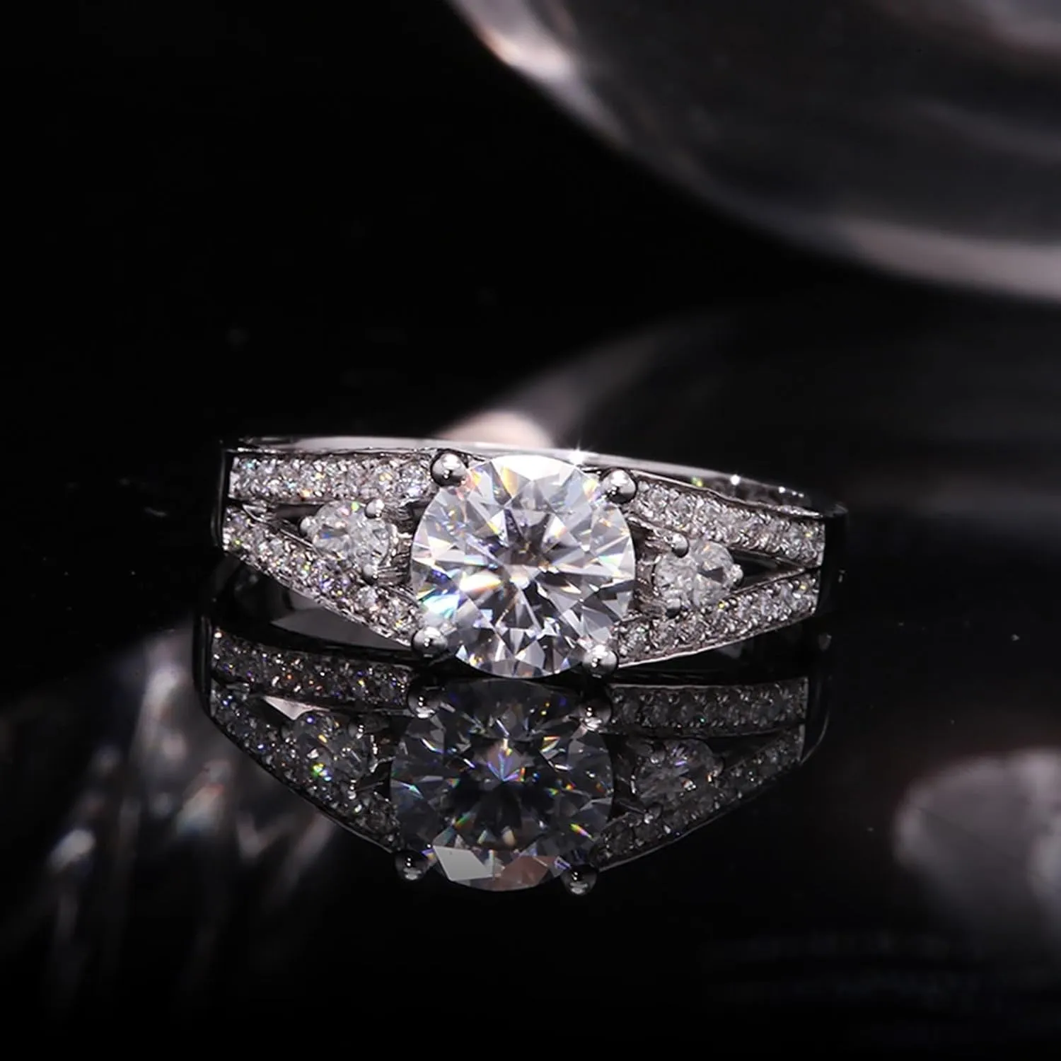 Wycian Unique Engagement Ring, Moissanite Ring Men Moissanite Stackable Knuckle Ring for Women Valentines Day Gem Ring