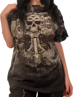 Y2K Grunge Graphic Tees for Women Short Sleeve Goth Top Aesthetic Fairy Grunge T Shirt E Girl Vintage Gothic Tees