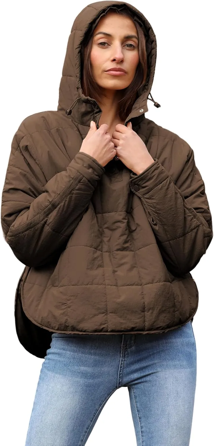Yidarer Women's Lightweight Pullover Puffer Jacket Hooded Oversized Warm Quilted Padded Hoodies Coat
