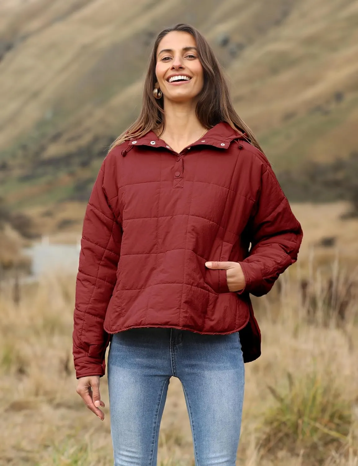 Yidarer Women's Lightweight Pullover Puffer Jacket Hooded Oversized Warm Quilted Padded Hoodies Coat