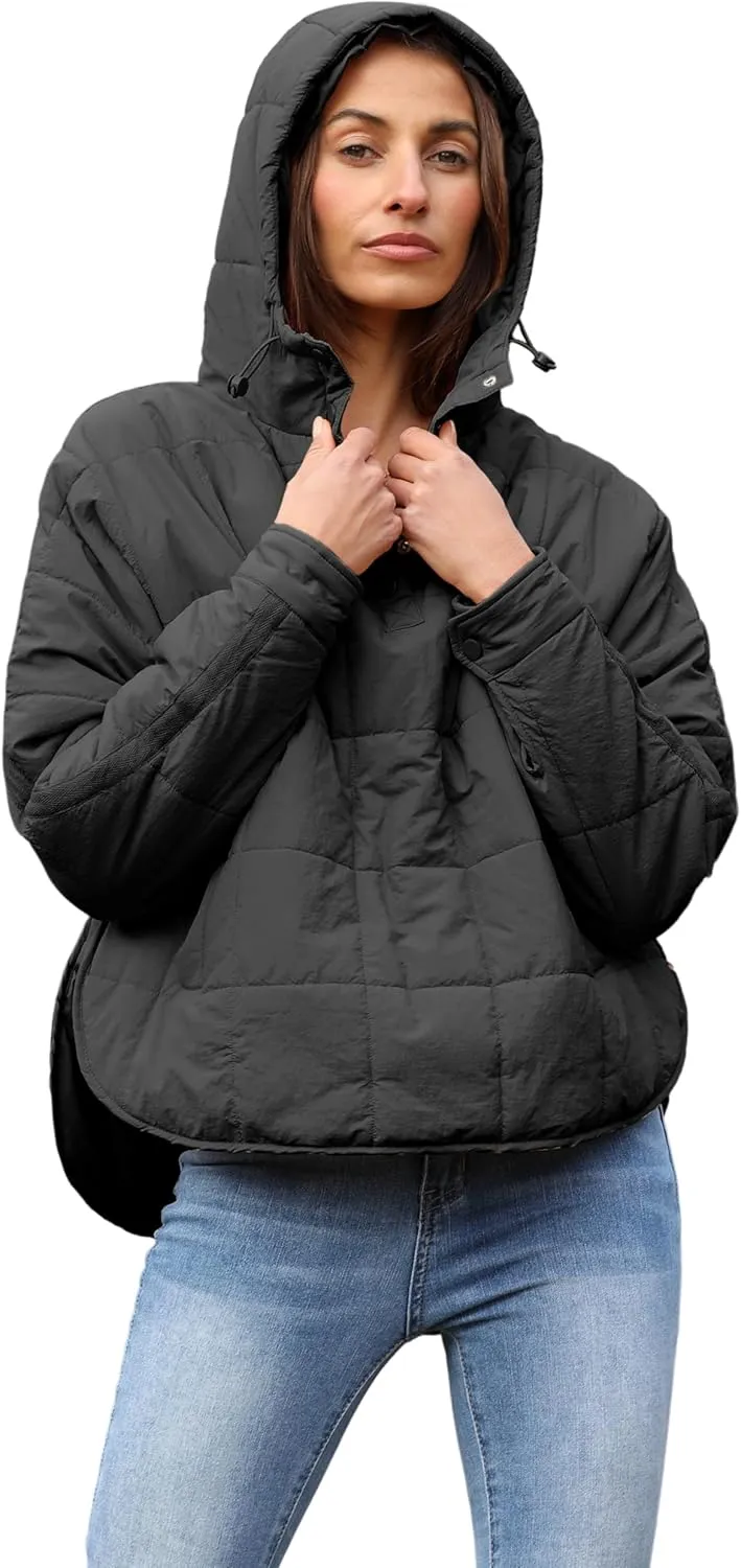 Yidarer Women's Lightweight Pullover Puffer Jacket Hooded Oversized Warm Quilted Padded Hoodies Coat