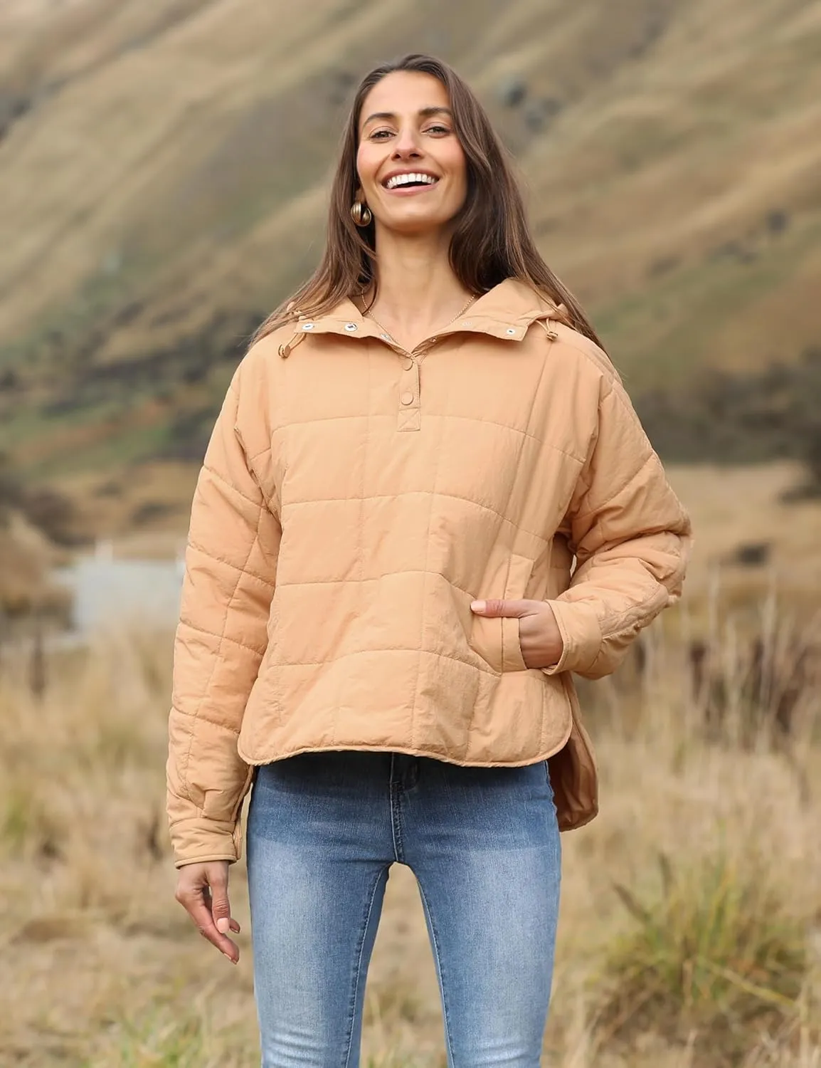 Yidarer Women's Lightweight Pullover Puffer Jacket Hooded Oversized Warm Quilted Padded Hoodies Coat
