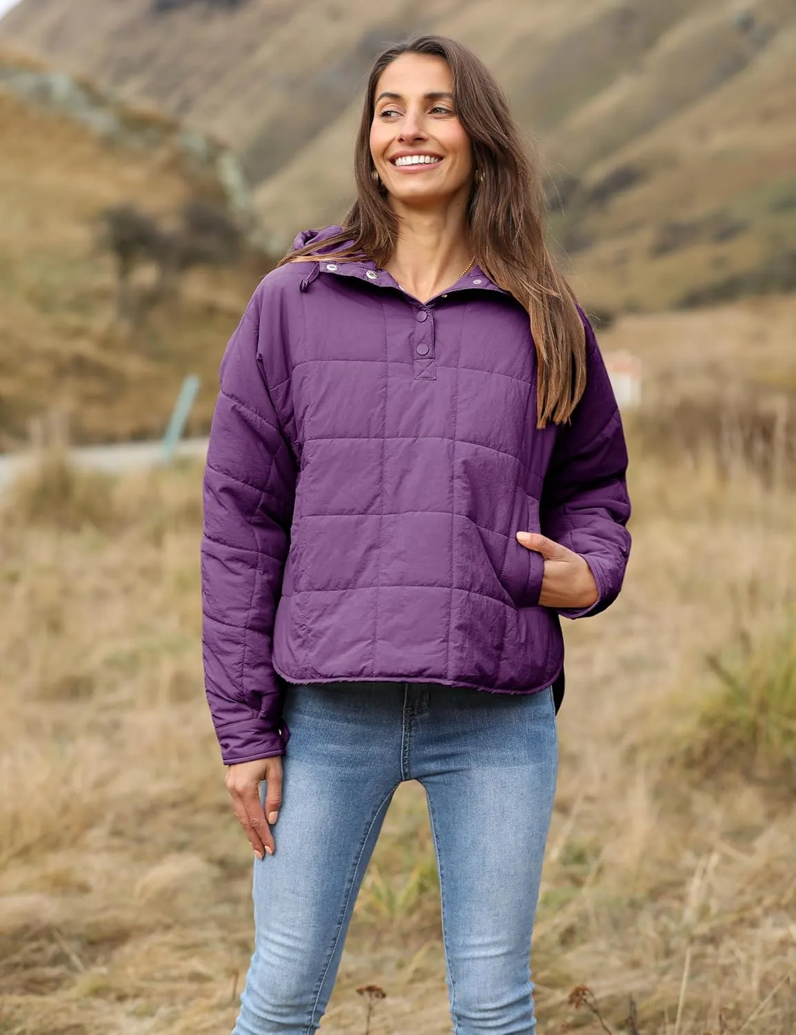 Yidarer Women's Lightweight Pullover Puffer Jacket Hooded Oversized Warm Quilted Padded Hoodies Coat