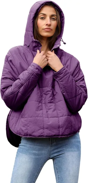 Yidarer Women's Lightweight Pullover Puffer Jacket Hooded Oversized Warm Quilted Padded Hoodies Coat