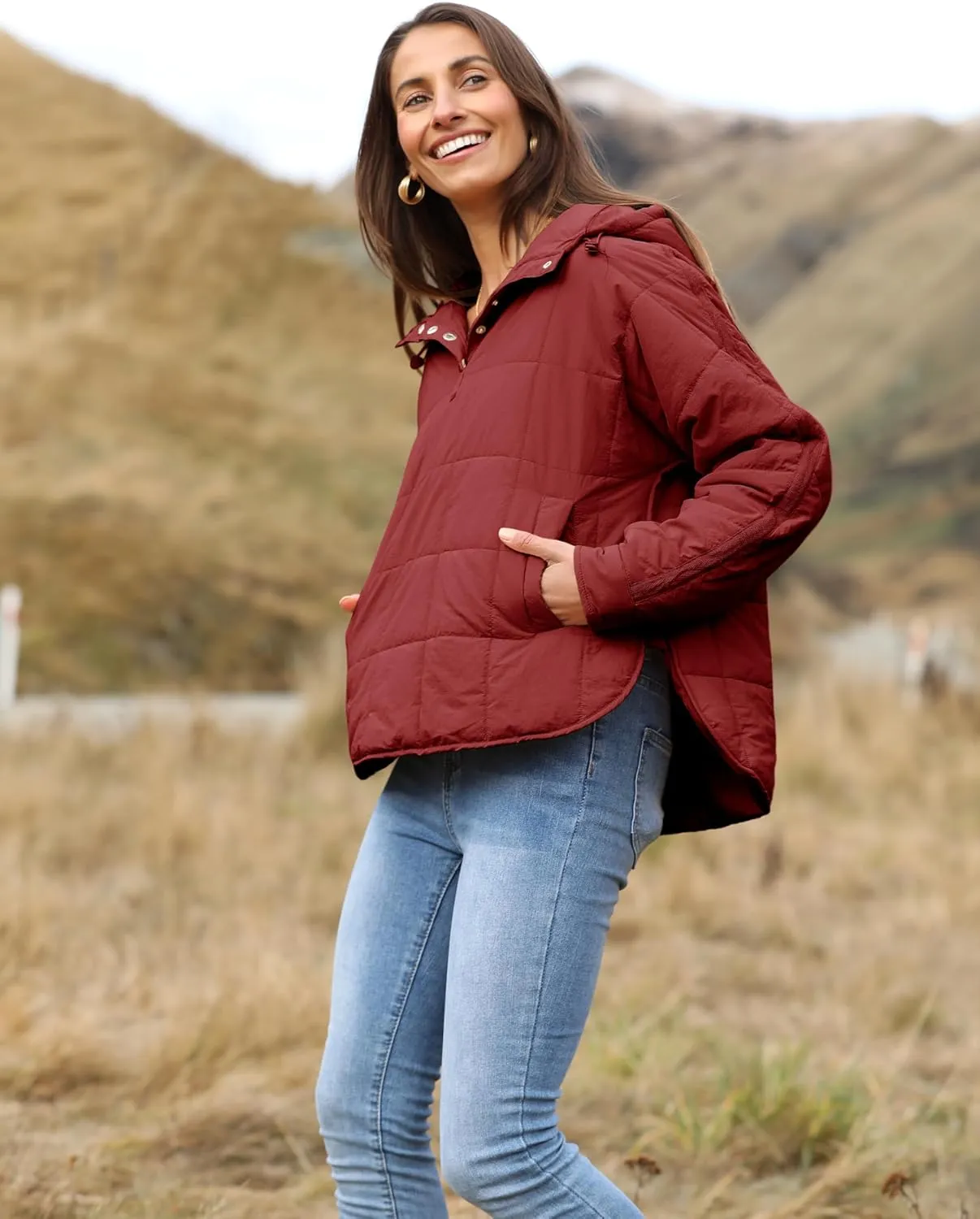 Yidarer Women's Lightweight Pullover Puffer Jacket Hooded Oversized Warm Quilted Padded Hoodies Coat