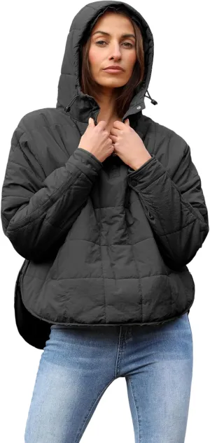 Yidarer Women's Lightweight Pullover Puffer Jacket Hooded Oversized Warm Quilted Padded Hoodies Coat