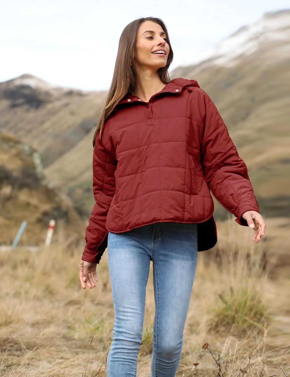 Yidarer Women's Lightweight Pullover Puffer Jacket Hooded Oversized Warm Quilted Padded Hoodies Coat