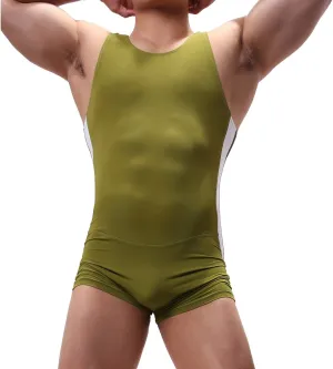 YUFEIDA Men's Athletic Supporters Bodysuit Slim Fit Active Wrestling Leotard Stretchy Base Layers Jumpsuit Boxer Singlet