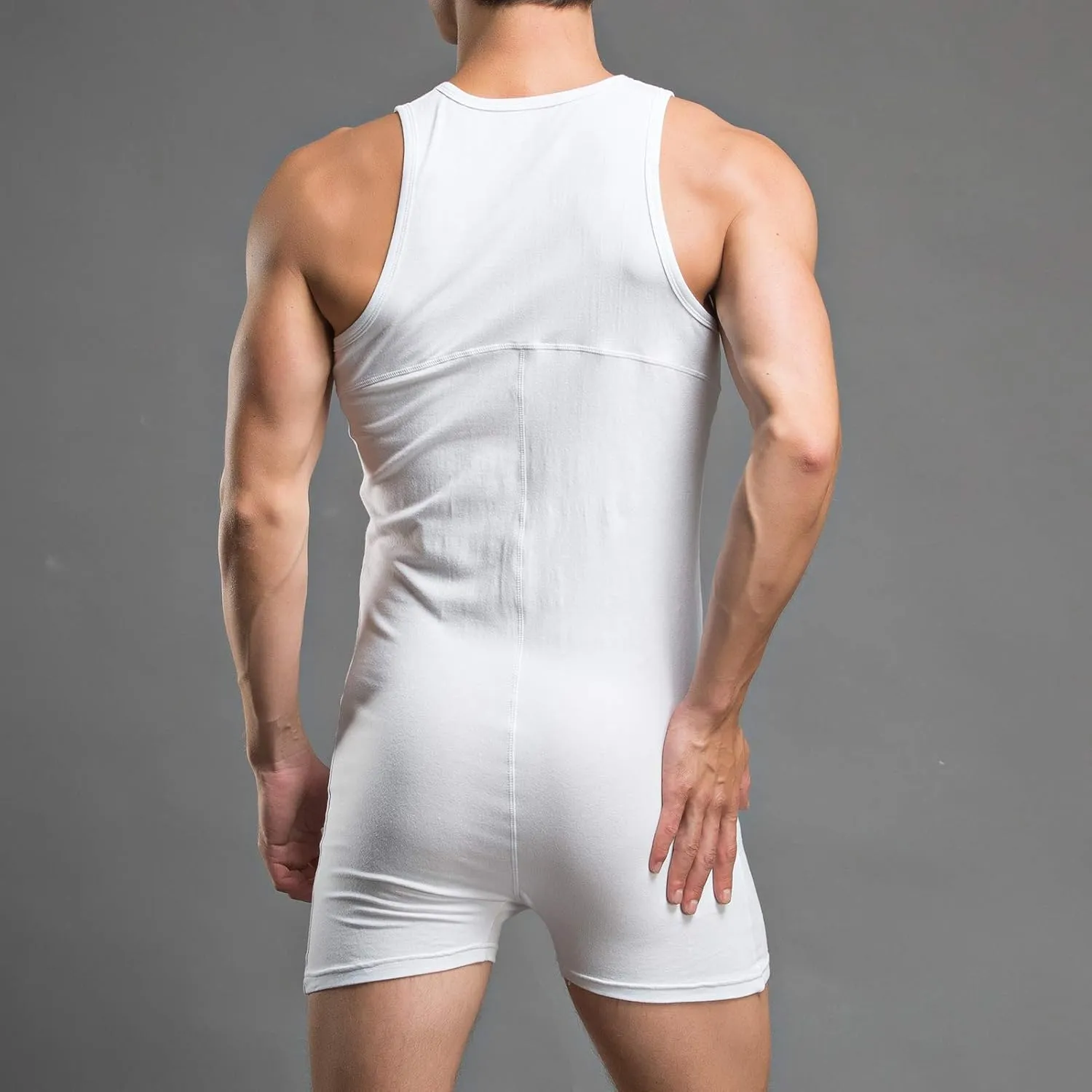 YUFEIDA Men's Athletic Supporters One Piece Bodysuit Cotton Jumpsuit Slim Fit Active Base Layers Singlet Leotard