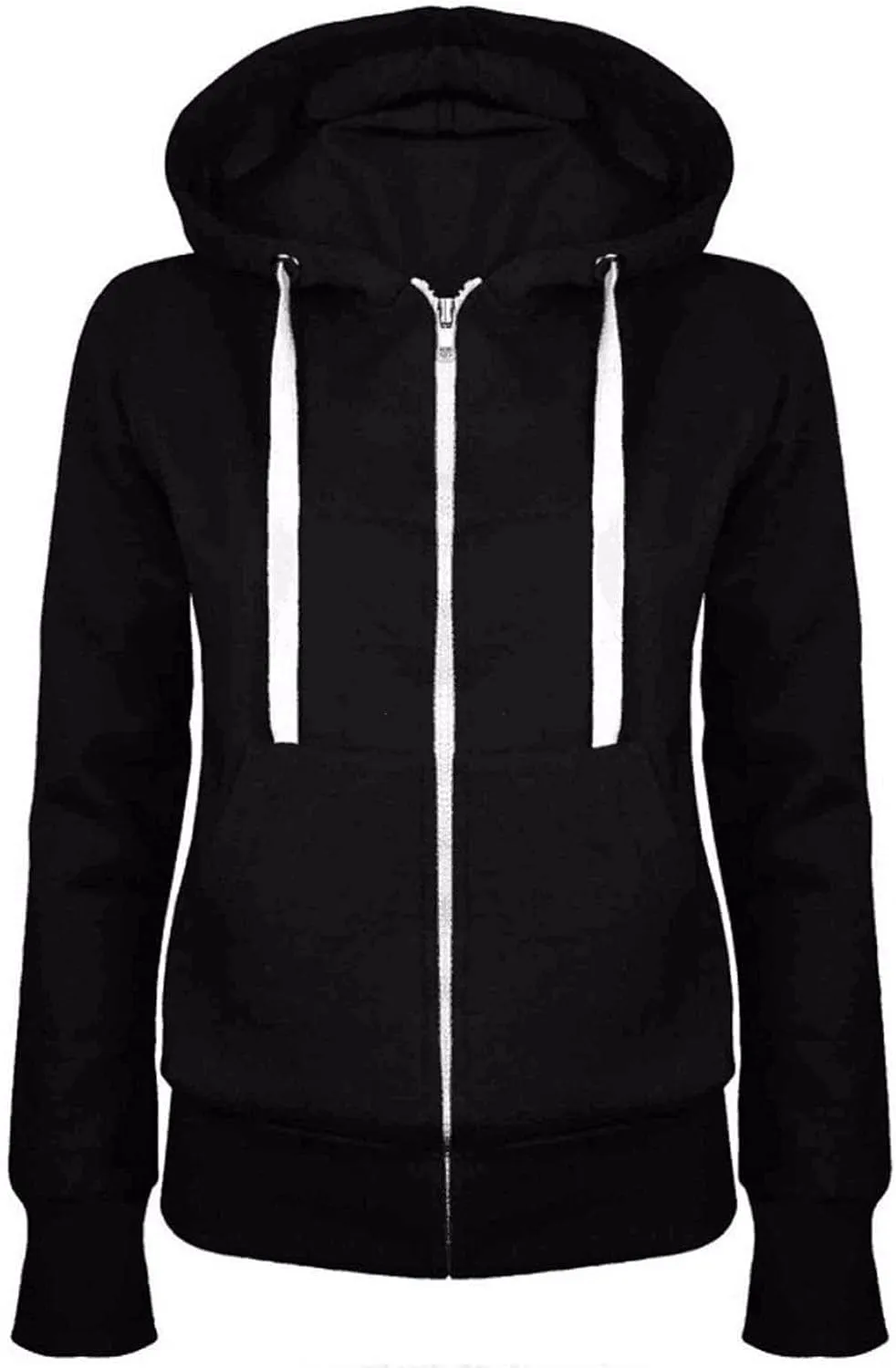 Zip Up Hoodie Women Lightweight Fleece Zip Up Jacket Casual Loose Long Sleeve Plain Hooded Sweatshirt with Pockets