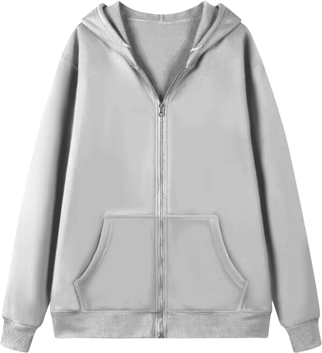 Zip Up Hoodie Women Y2k Oversized Fleece Jacket Workout Drawstring Hooded Sweatshirt with Pockets Winter Clothes
