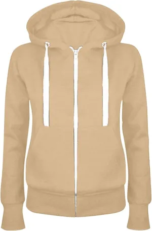 Zip Up Hoodies for Women Basic Lightweight Hoodie Long Sleeve Hooded Jacket Drawstring Sweatshirt Solid Color Hoodies