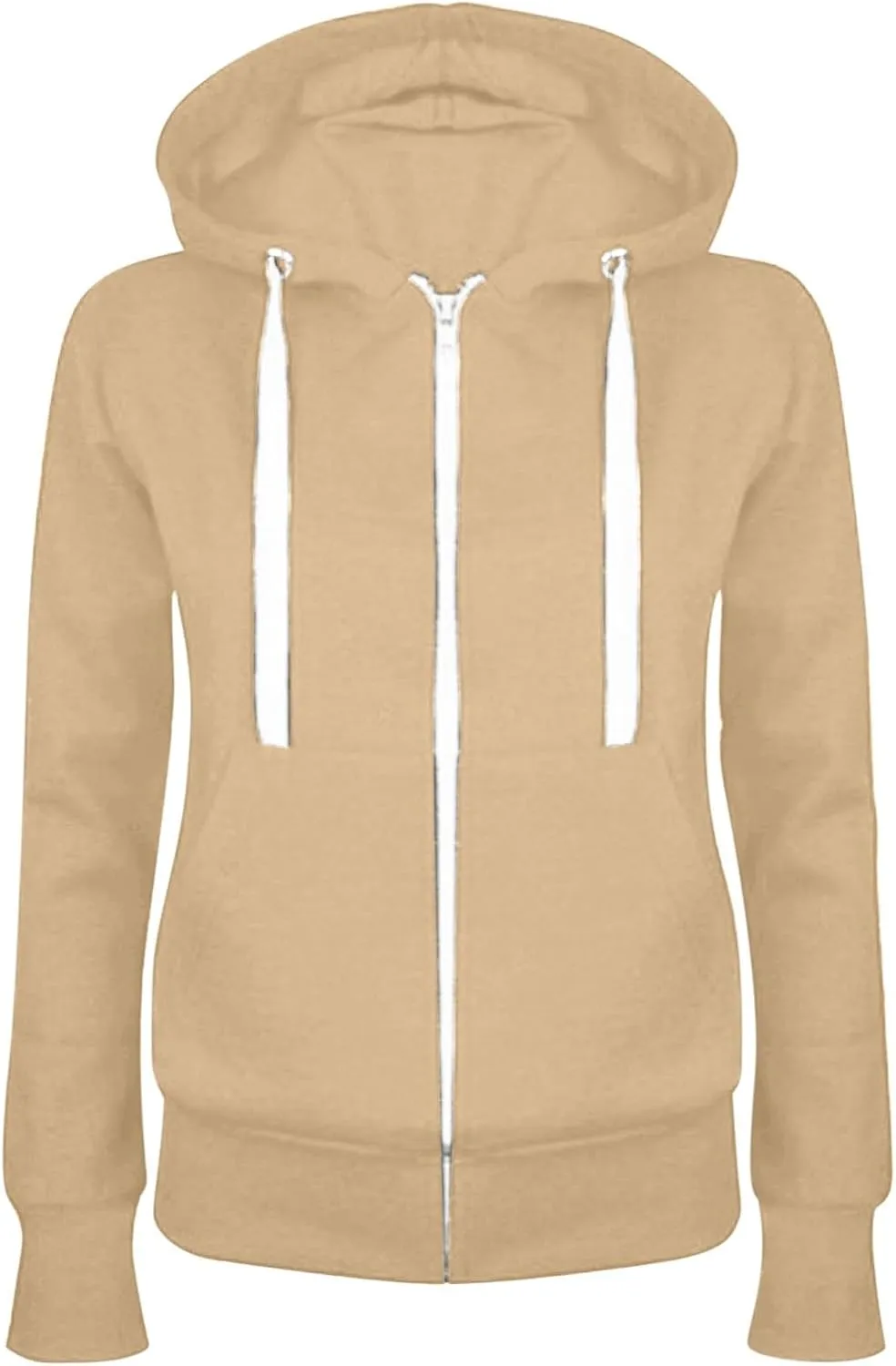 Zip Up Hoodies for Women Basic Lightweight Hoodie Long Sleeve Hooded Jacket Drawstring Sweatshirt Solid Color Hoodies