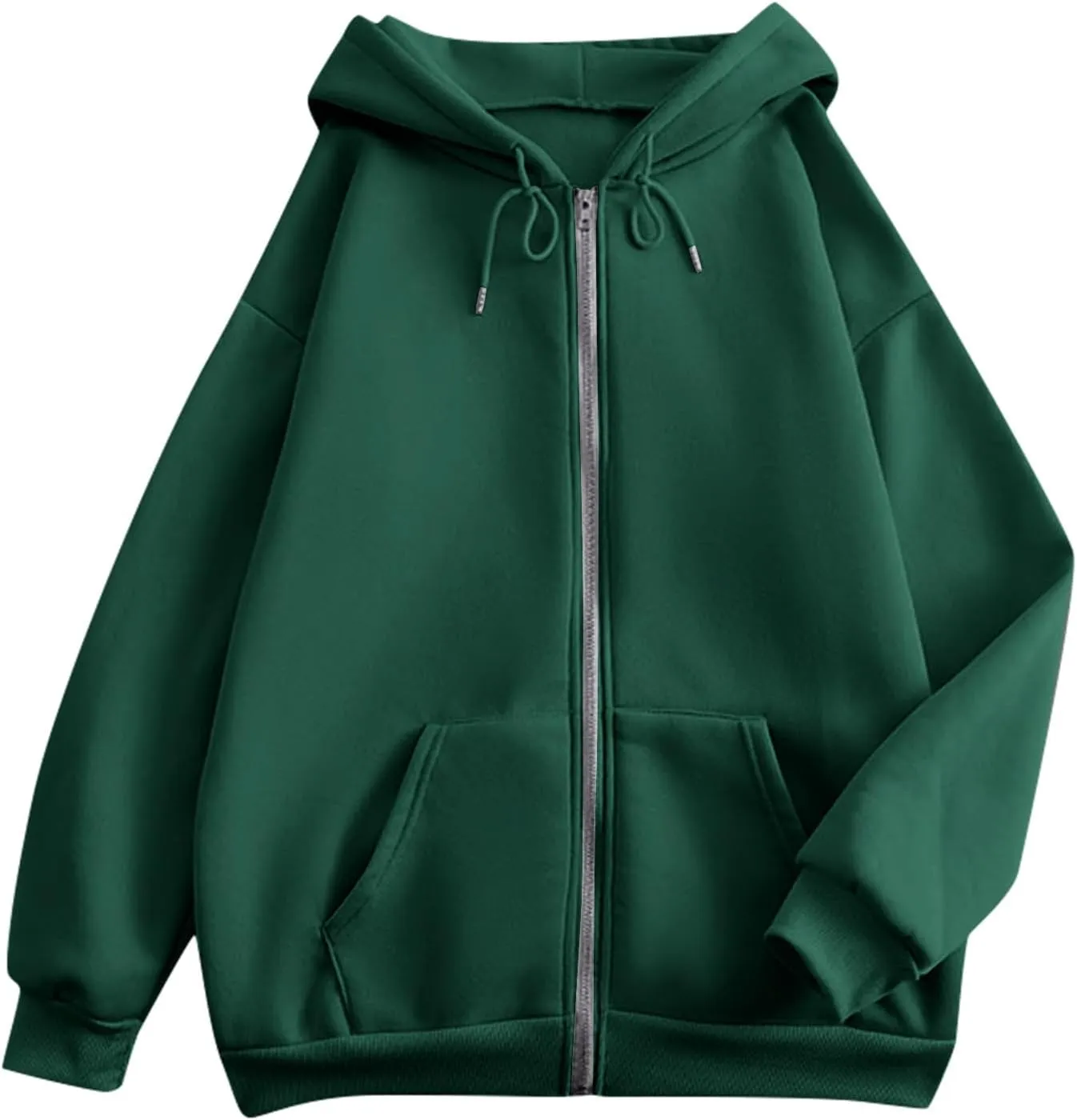 Zip Up Jackets for Women Cozy Fleece Oversized Hoodie Causal Loose Fit Hooded Sweatshirt with Pockets Preppy Clothes
