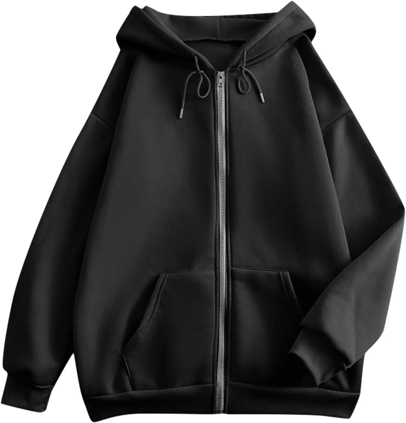 Zip Up Jackets for Women Cozy Fleece Oversized Hoodie Causal Loose Fit Hooded Sweatshirt with Pockets Preppy Clothes